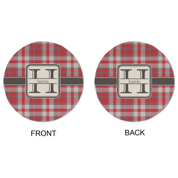 Red & Gray Plaid Round Linen Placemats - APPROVAL (double sided)