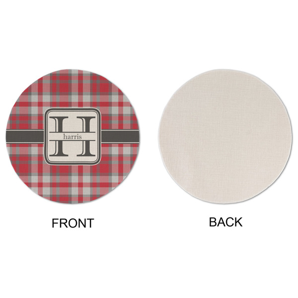 Red & Gray Plaid Round Linen Placemats - APPROVAL (single sided)