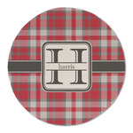 Red & Gray Plaid Round Linen Placemat - Single Sided (Personalized)