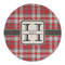 Red & Gray Plaid Round Linen Placemat (Personalized)