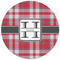 Red & Gray Plaid Round Mousepad - APPROVAL