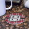Red & Gray Plaid Round Paper Coaster - Front