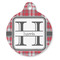 Red & Gray Plaid Round Pet ID Tag - Large - Front