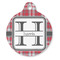 Red & Gray Plaid Round Pet ID Tag (Personalized)