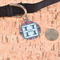 Red & Gray Plaid Round Pet ID Tag - Large - In Context
