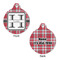 Red & Gray Plaid Round Pet Tag - Front & Back