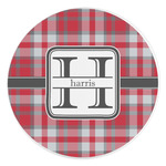 Red & Gray Plaid Round Stone Trivet (Personalized)