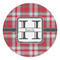 Red & Gray Plaid Round Stone Trivet - Front View
