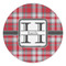 Red & Gray Plaid Round Stone Trivet (Personalized)