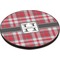 Red & Gray Plaid Round Table Top (Angle Shot)