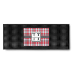Red & Gray Plaid Rubber Bar Mat (Personalized)
