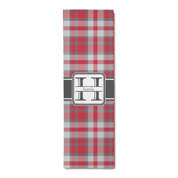 Custom Red & Gray Plaid Runner Rug - 2.5'x8' w/ Name and Initial