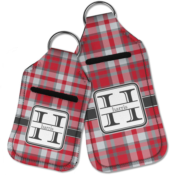 Red & Gray Plaid Sanitizer Holder Keychain - Parent Main