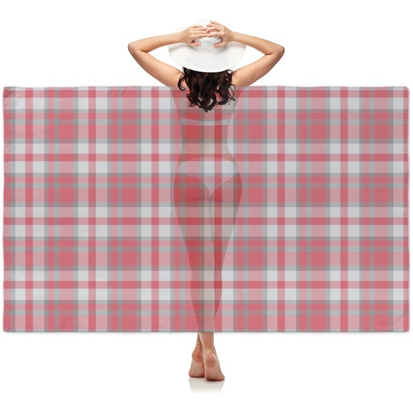 Custom Red & Gray Plaid Sheer Sarong