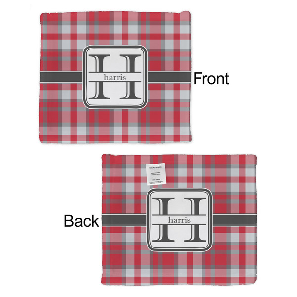 Red & Gray Plaid Security Blanket - Front & Back View