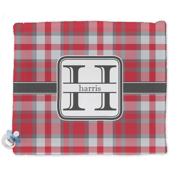Custom Red & Gray Plaid Security Blanket (Personalized)