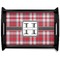 Red & Gray Plaid Black Wooden Tray - Large (Personalized)