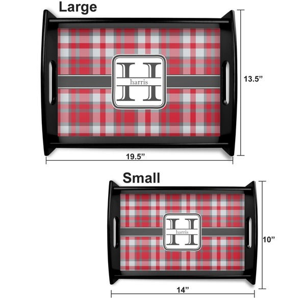 Red & Gray Plaid Serving Tray Black Sizes
