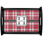 Red & Gray Plaid Black Wooden Tray - Small (Personalized)