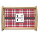 Red & Gray Plaid Natural Wooden Tray - Small (Personalized)