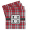 Red & Gray Plaid Set of 4 Sandstone Coasters - Front View