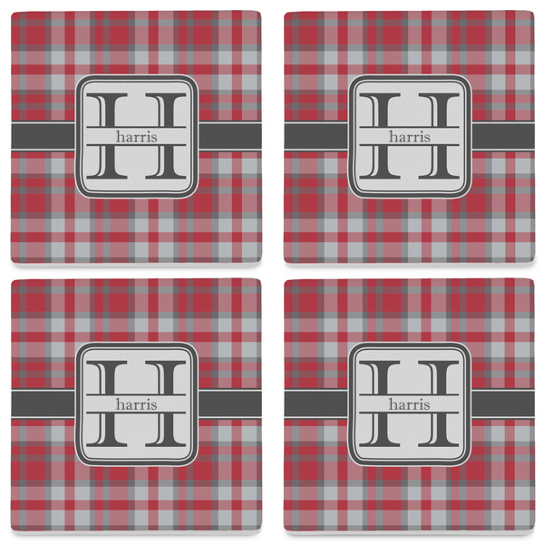 Red & Gray Plaid Set of 4 Sandstone Coasters - See All 4 View
