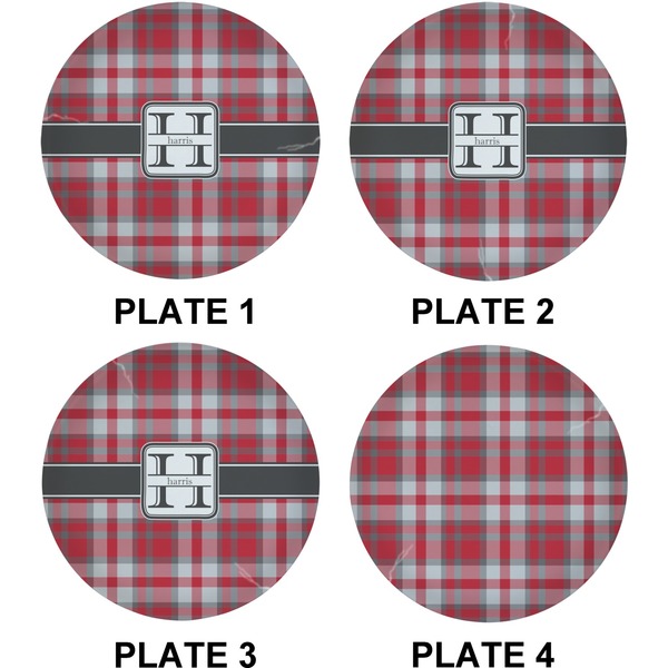 Red & Gray Plaid Set of Lunch / Dinner Plates (Approval)