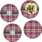 Red & Gray Plaid Set of 4 Glass Lunch / Dinner Plate 10" (Personalized)