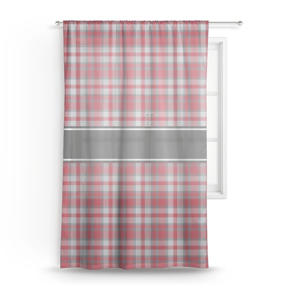 Custom Red & Gray Plaid Sheer Curtain