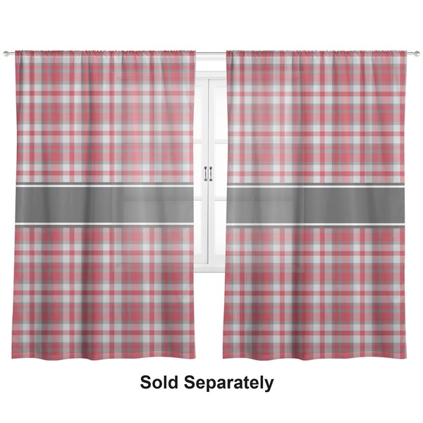 Red & Gray Plaid Sheer Curtains