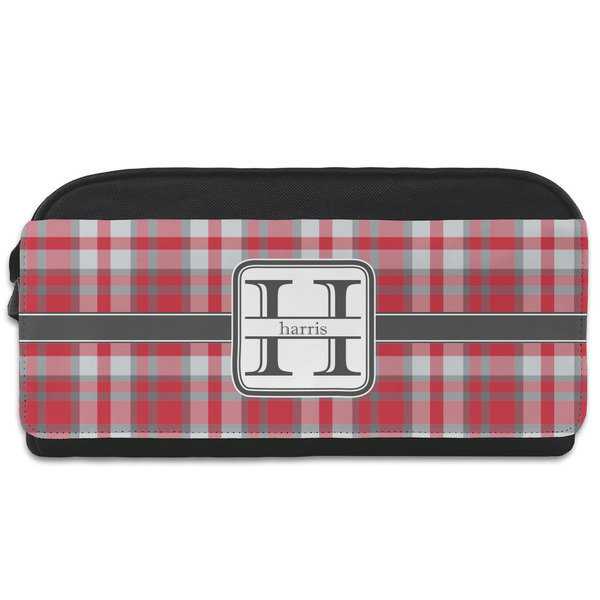 Custom Red & Gray Plaid Shoe Bag (Personalized)