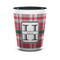 Red & Gray Plaid Ceramic Shot Glass - 1.5 oz - Two Tone - Set of 4 (Personalized)