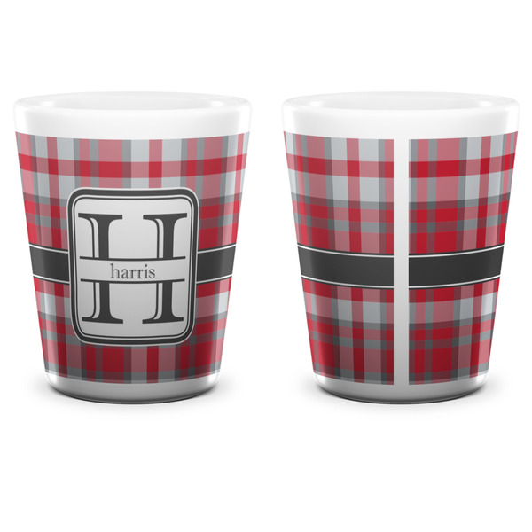 Red & Gray Plaid Shot Glass - White - APPROVAL