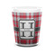 Red & Gray Plaid Shot Glass - White - FRONT
