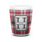 Red & Gray Plaid Ceramic Shot Glass - 1.5 oz - White - Set of 4 (Personalized)