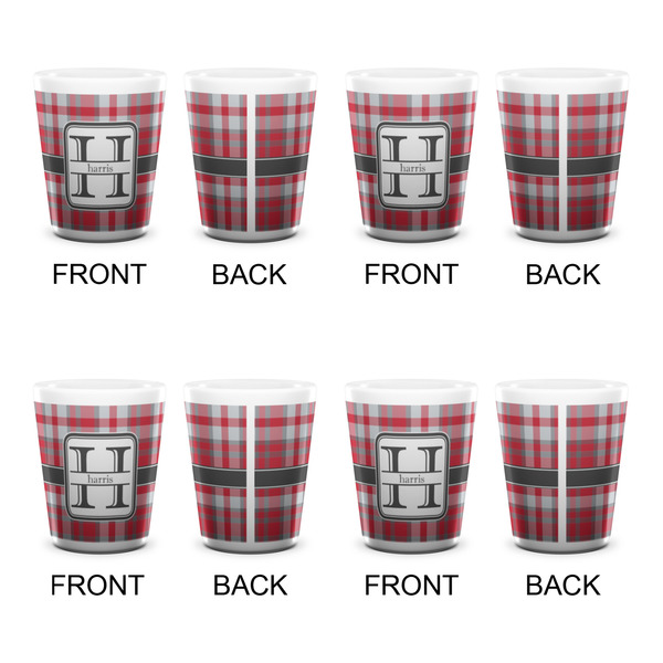 Red & Gray Plaid Shot Glass - White - Set of 4 - APPROVAL