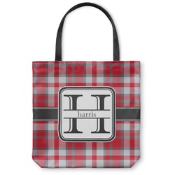 Red & Gray Plaid Canvas Tote Bag (Personalized)