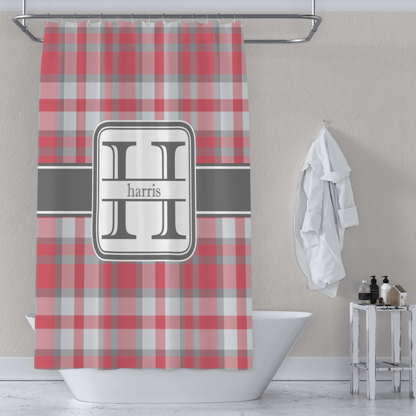 Red & Gray Plaid Shower Curtain Lifestyle