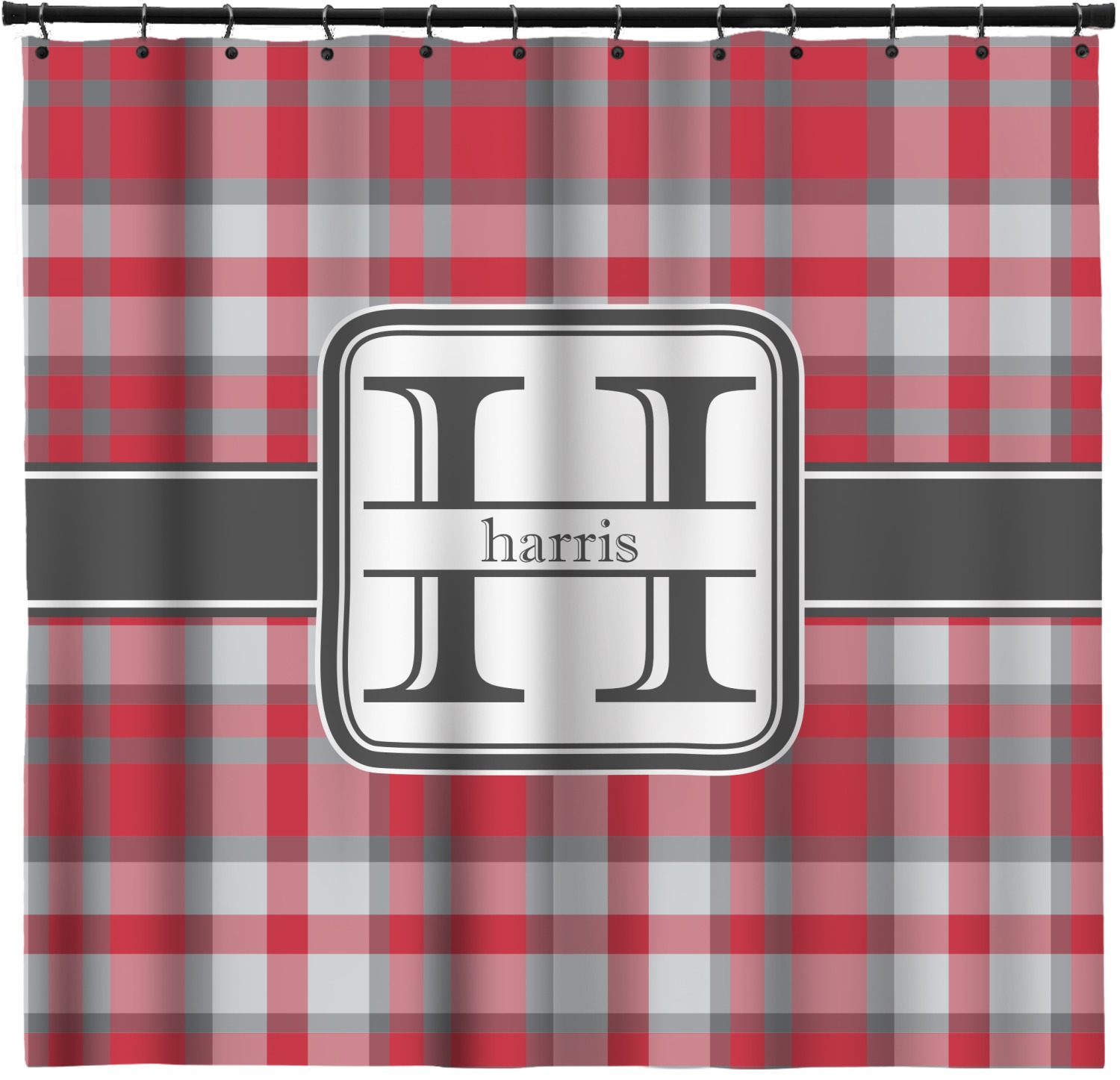 Red & Gray Plaid Shower Curtain (Personalized) YouCustomizeIt