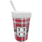 Red & Gray Plaid Sippy Cup with Straw (Personalized)