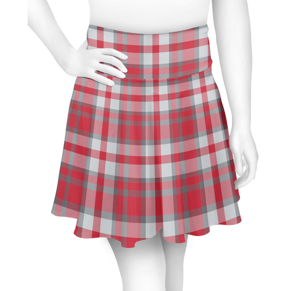 Custom Red & Gray Plaid Skater Skirt - X Large