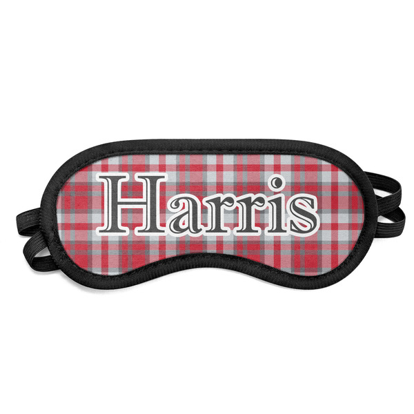 Custom Red & Gray Plaid Sleeping Eye Mask (Personalized)