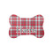 Red & Gray Plaid Bone Shaped Dog Food Mat (Small) (Personalized)