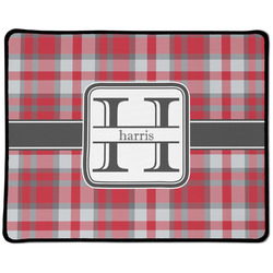 Red & Gray Plaid Large Gaming Mouse Pad - 12.5" x 10" (Personalized)