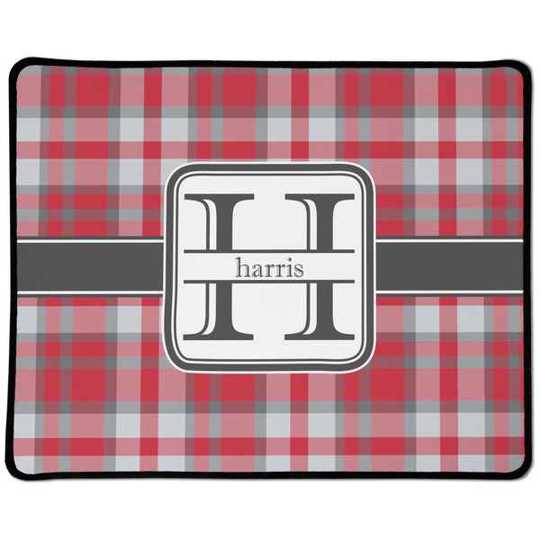 Custom Red & Gray Plaid Large Gaming Mouse Pad - 12.5" x 10" (Personalized)