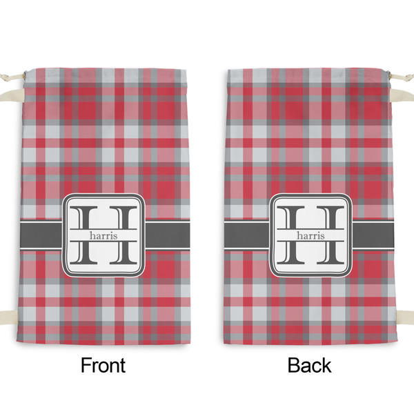 Red & Gray Plaid Small Laundry Bag - Front & Back View