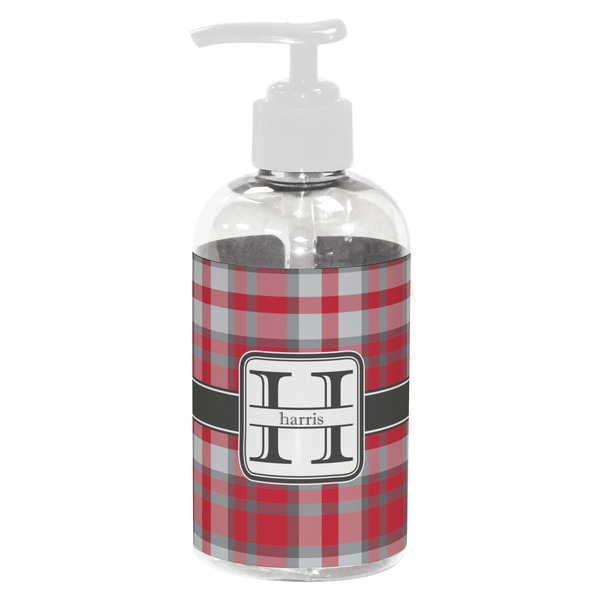 Red & Gray Plaid Small Liquid Dispenser (8 oz) - White