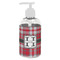 Red & Gray Plaid Plastic Soap / Lotion Dispenser (8 oz - Small - White) (Personalized)