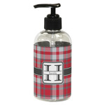 Red & Gray Plaid Plastic Soap / Lotion Dispenser (8 oz - Small - Black) (Personalized)