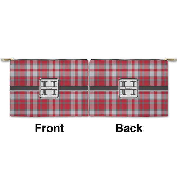 Red & Gray Plaid Small Zipper Pouch Approval (Front and Back)